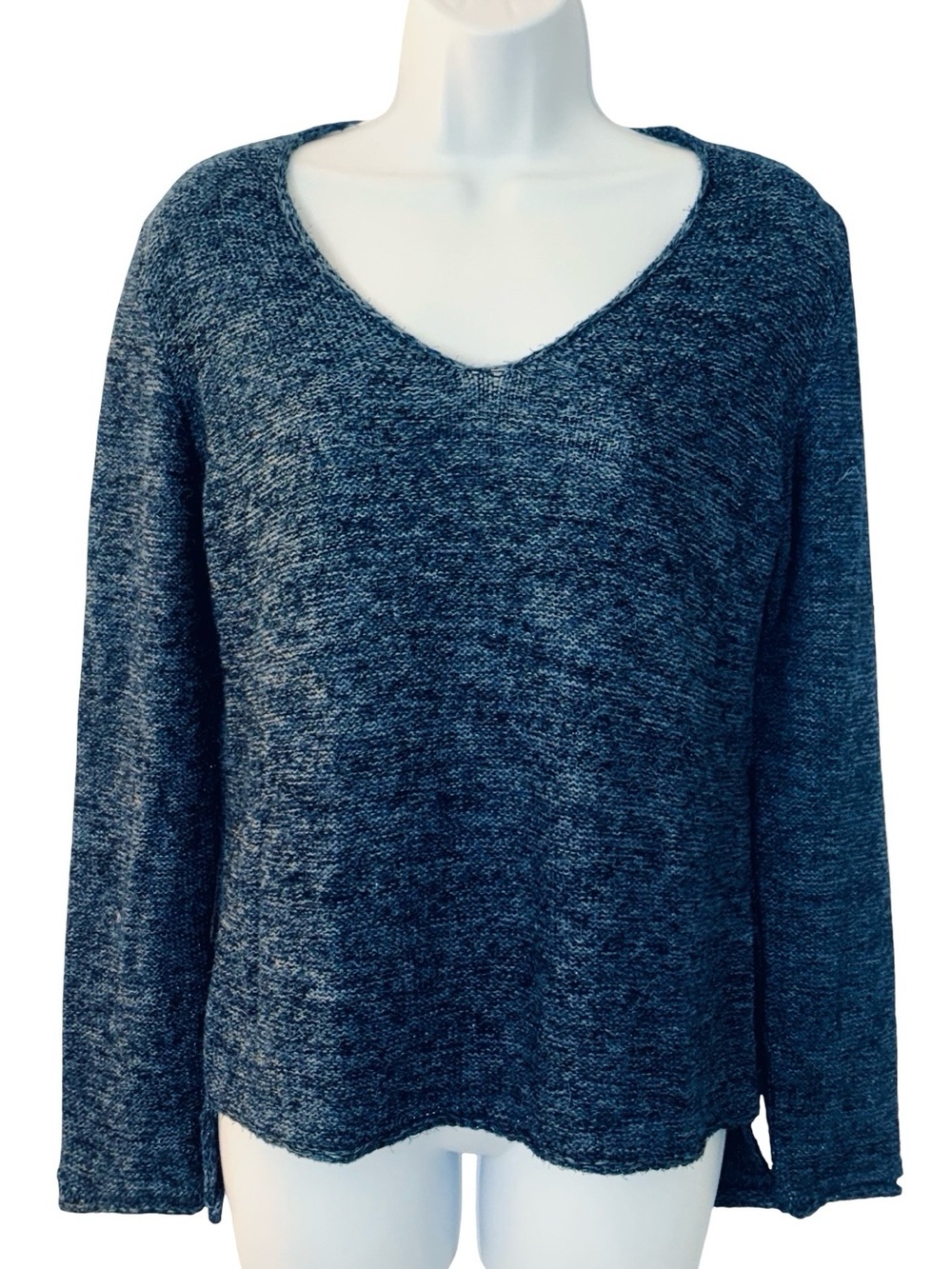 Leggiadro Pailletami Classic V-Neck Top Sweater in Navy Size M NEW New With Tags